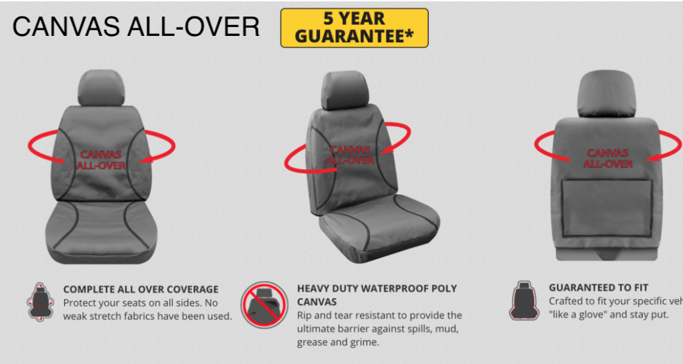 To Suit Toyota Landcruiser 200 Series 5 Seat 8 Seater Gx Gxl 7 2009 Cur Canvas Front Covers - How To Wash Toyota Canvas Seat Covers